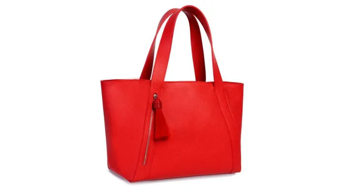 Small Leather Zip Tote Bag Scarlet Women Akris Tote Bags
