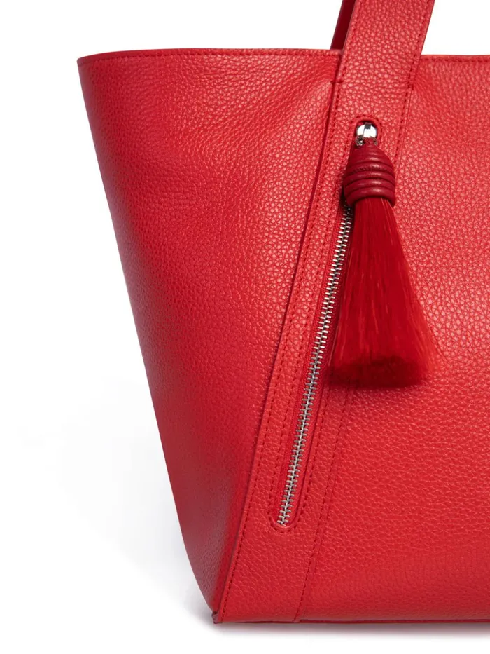 Small Leather Zip Tote Bag Scarlet Women Akris Tote Bags