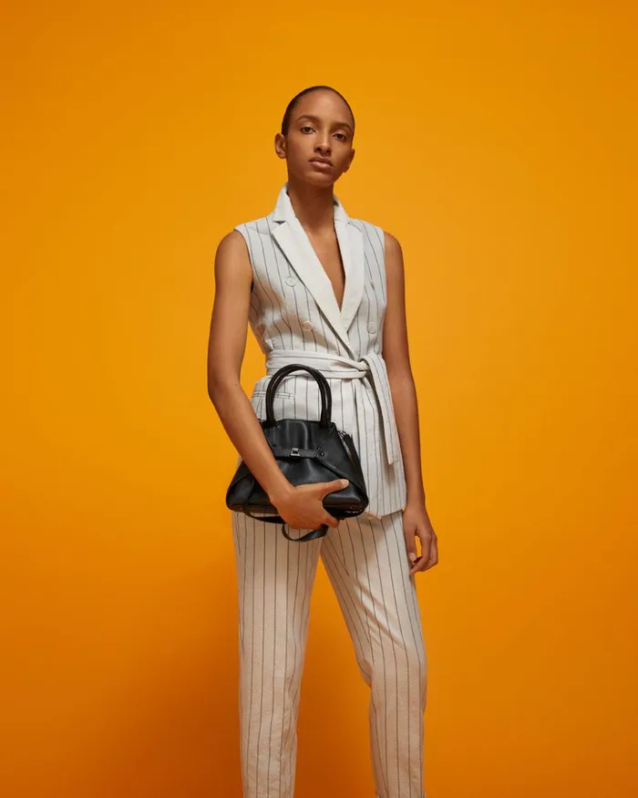 Small Messenger Bag In Cervocalf Leather With Detachable Shoulder Strap Black Women Akris Crossbody Bags