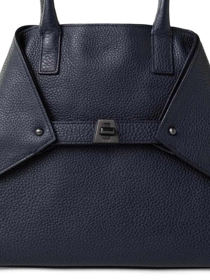 Small Messenger Bag In Cervocalf Leather With Detachable Shoulder Strap Denim Women Akris Top Handle Bags