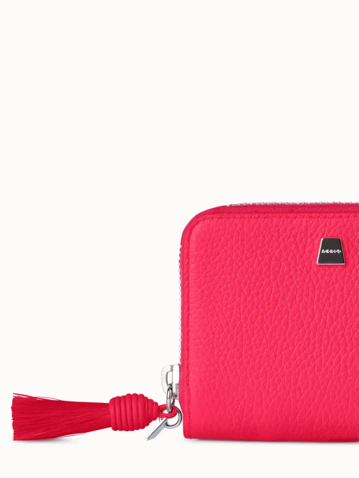 Small Zip Around Wallet In Leather Cardinal Women Akris Wallets