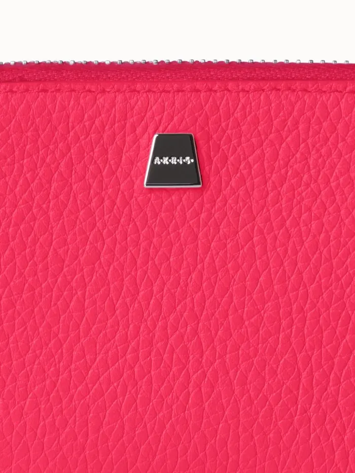 Small Zip Around Wallet In Leather Cardinal Women Akris Wallets