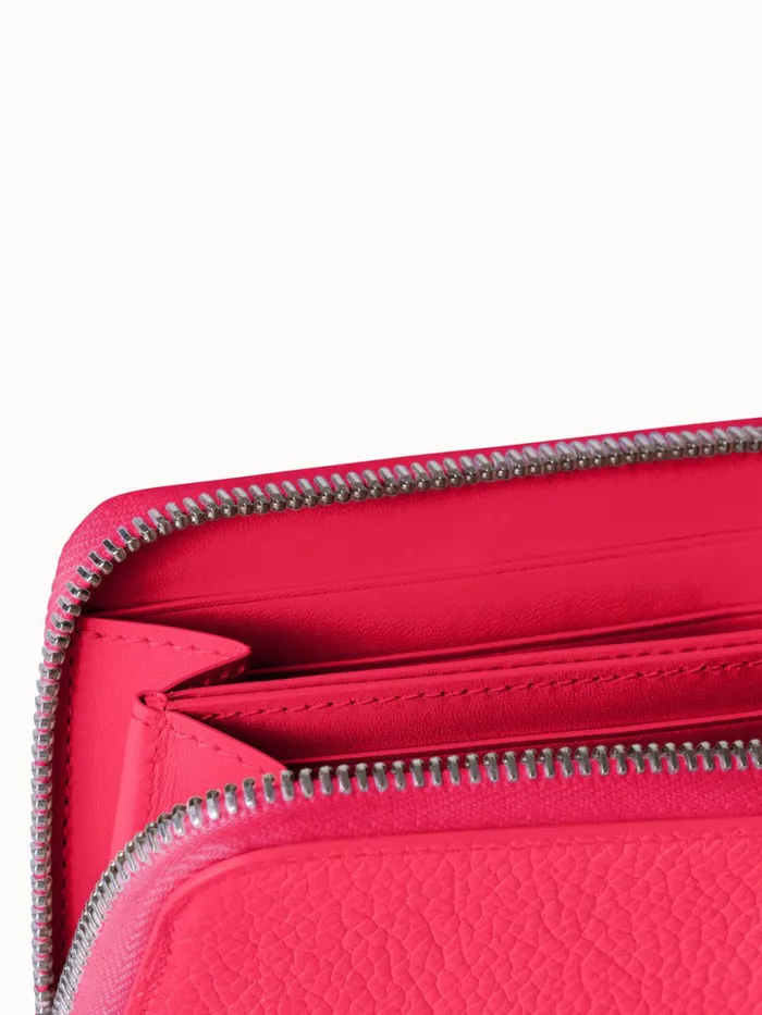 Small Zip Around Wallet In Leather Cardinal Women Akris Wallets