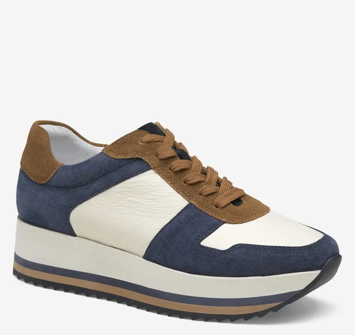 Sneakers Johnston and Murphy Women Gracie Colorblock LaceUp Navy SuedeBone Calfskin