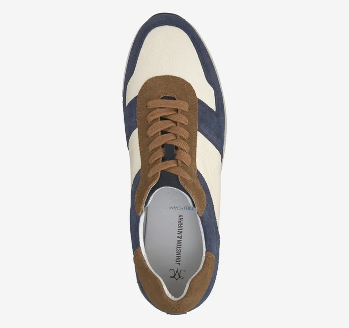 Sneakers Johnston and Murphy Women Gracie Colorblock LaceUp Navy SuedeBone Calfskin