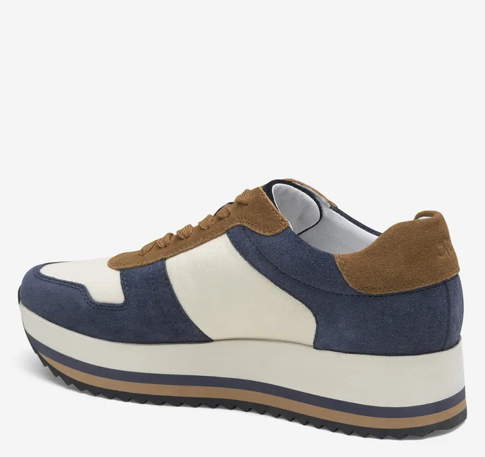 Sneakers Johnston and Murphy Women Gracie Colorblock LaceUp Navy SuedeBone Calfskin