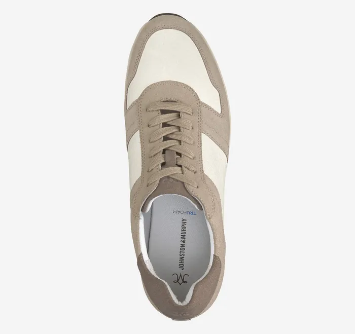 Sneakers Johnston and Murphy Women Gracie Colorblock LaceUp Taupe SuedeBone Calfskin