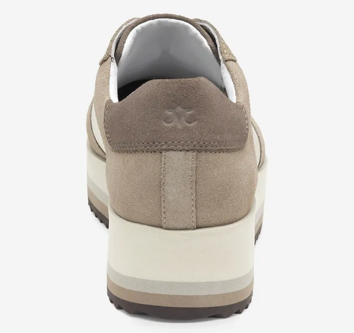 Sneakers Johnston and Murphy Women Gracie Colorblock LaceUp Taupe SuedeBone Calfskin