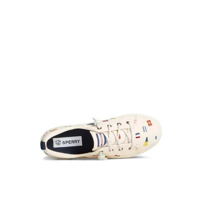 Sneakers Women Sperry Crest Vibe Nautical Flag Sneaker White