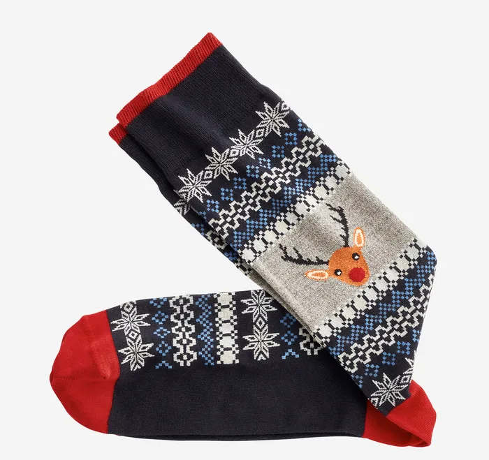 Socks Pima Cotton HolidayThemed Socks Reindeer Sweater 8211 Johnston and Murphy Men