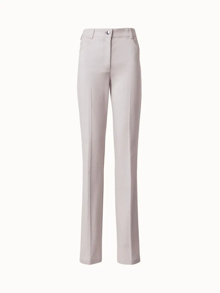 Straight Cotton Denim Pants Beige Women Akris Pants