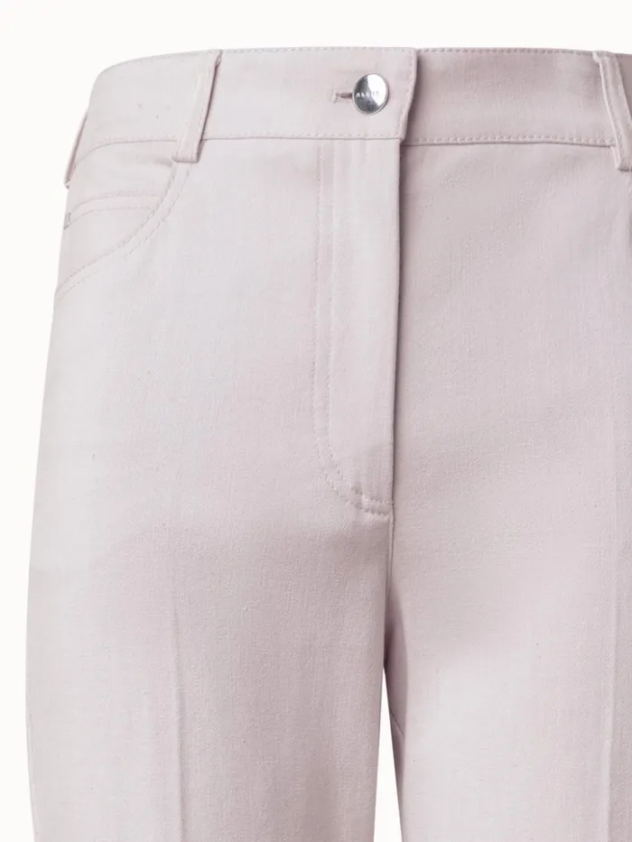 Straight Cotton Denim Pants Beige Women Akris Pants
