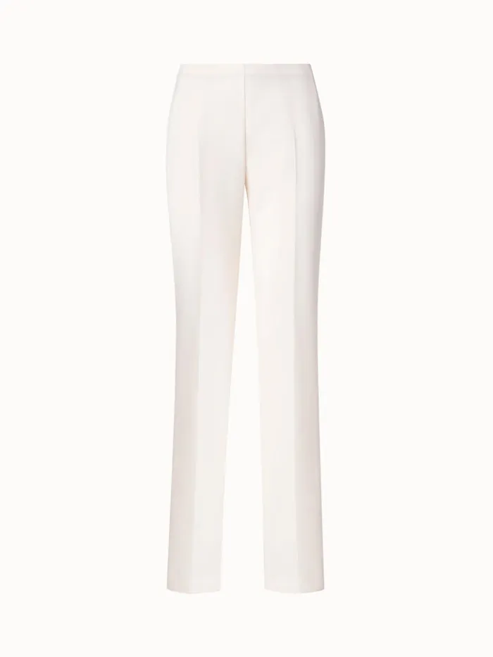 Straight Leg Pants In Wool DoubleFace Offwhite Women Akris Pants