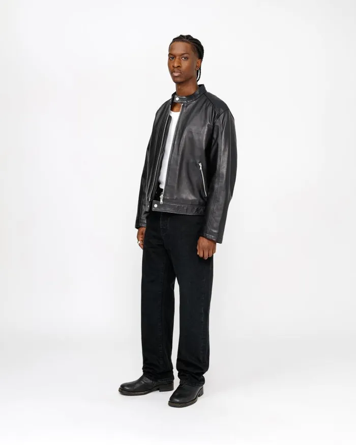 Stussy Outerwear CAFE RACER LEATHER JACKET Black 8211 MenWomen