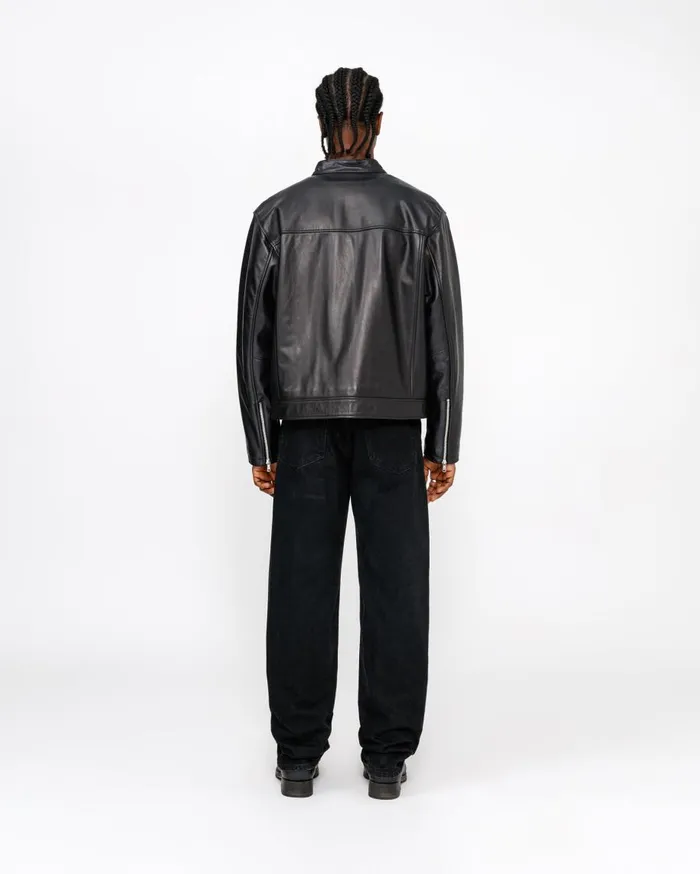 Stussy Outerwear CAFE RACER LEATHER JACKET Black 8211 MenWomen