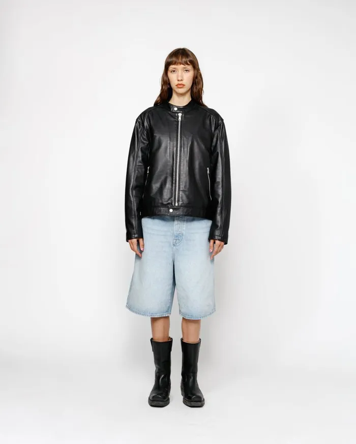Stussy Outerwear CAFE RACER LEATHER JACKET Black 8211 MenWomen