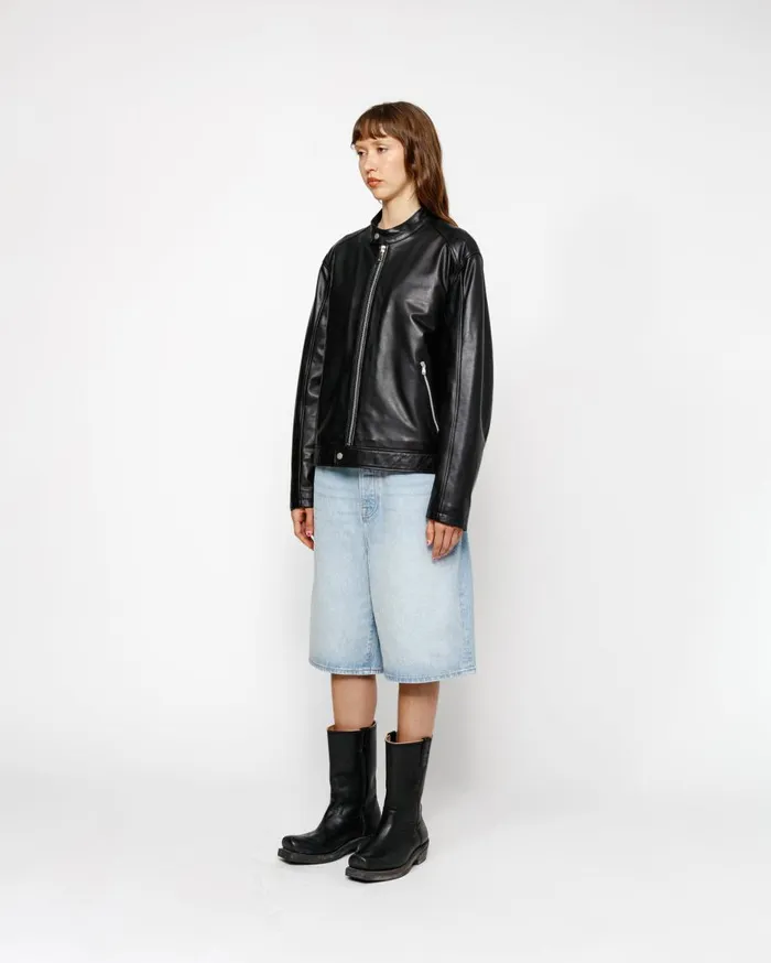 Stussy Outerwear CAFE RACER LEATHER JACKET Black 8211 MenWomen