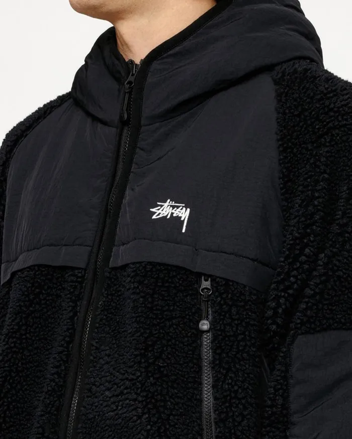 Stussy Outerwear SHERPA PANELED HOODED JACKET Black 8211 MenWomen