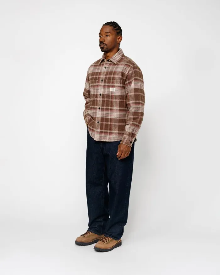 Stussy Shirts HEAVY WASHED PLAID SHIRT Brown 8211 MenWomen