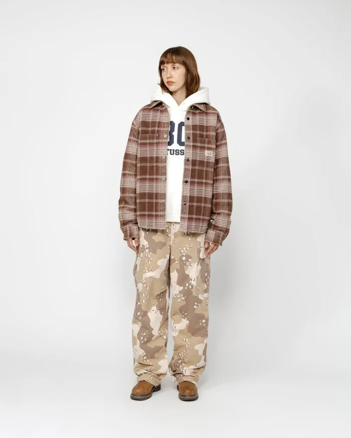 Stussy Shirts HEAVY WASHED PLAID SHIRT Brown 8211 MenWomen