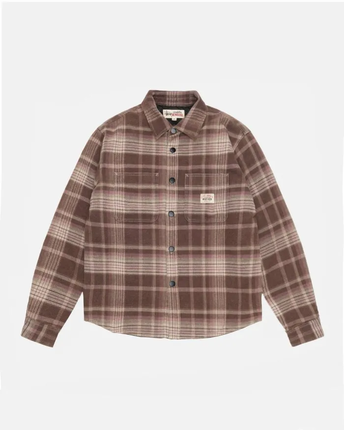 Stussy Shirts HEAVY WASHED PLAID SHIRT Brown 8211 MenWomen