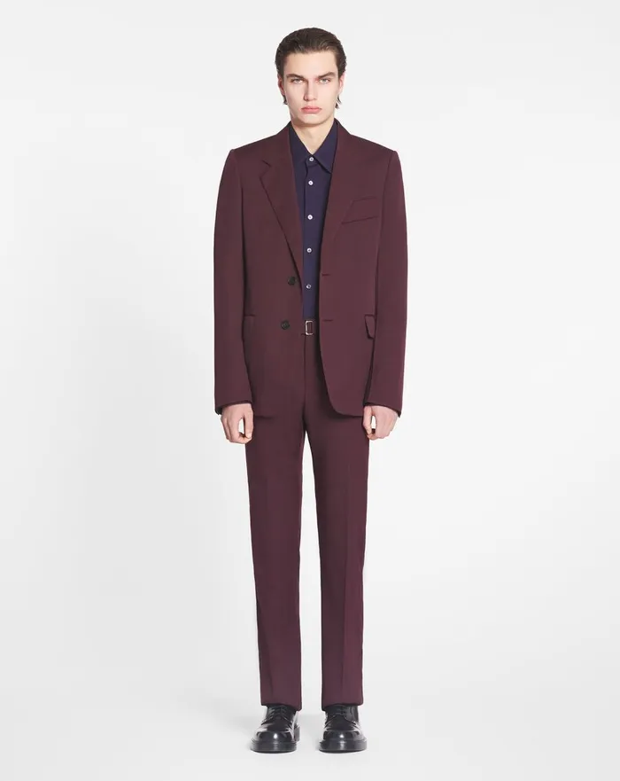 Suit Pants With Belt Burgundy Men Lanvin Pants and Shorts Suit Pants With Belt Burgundy Men Lanvin Pants and Shorts