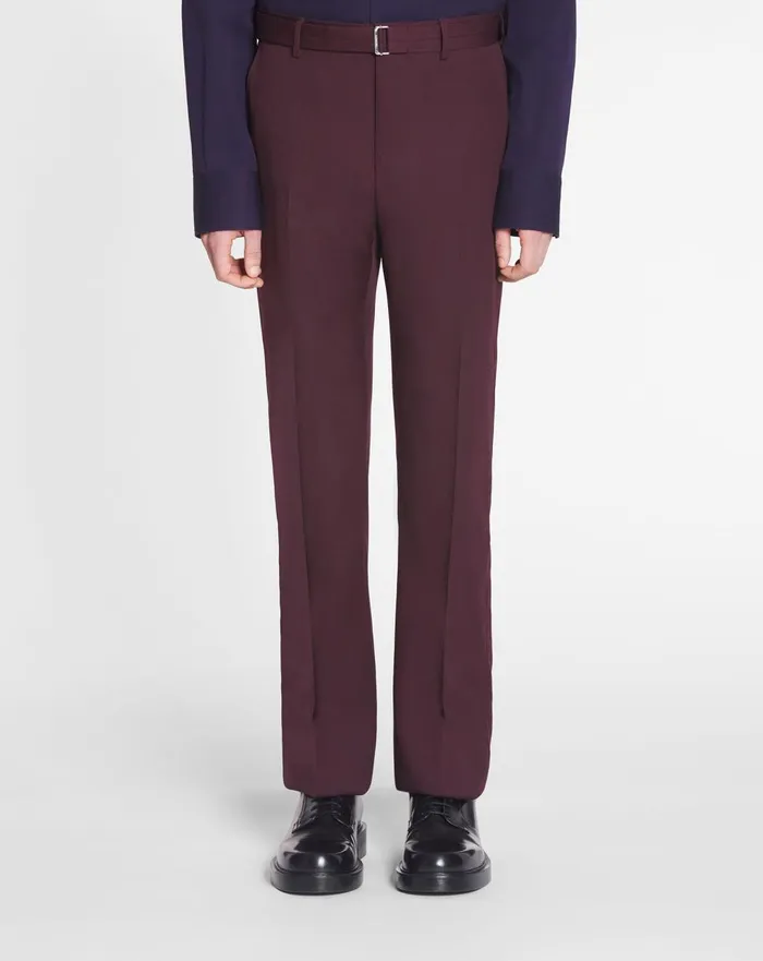 Suit Pants With Belt Burgundy Men Lanvin Pants and Shorts Suit Pants With Belt Burgundy Men Lanvin Pants and Shorts