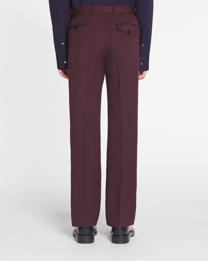 Suit Pants With Belt Burgundy Men Lanvin Pants and Shorts Suit Pants With Belt Burgundy Men Lanvin Pants and Shorts