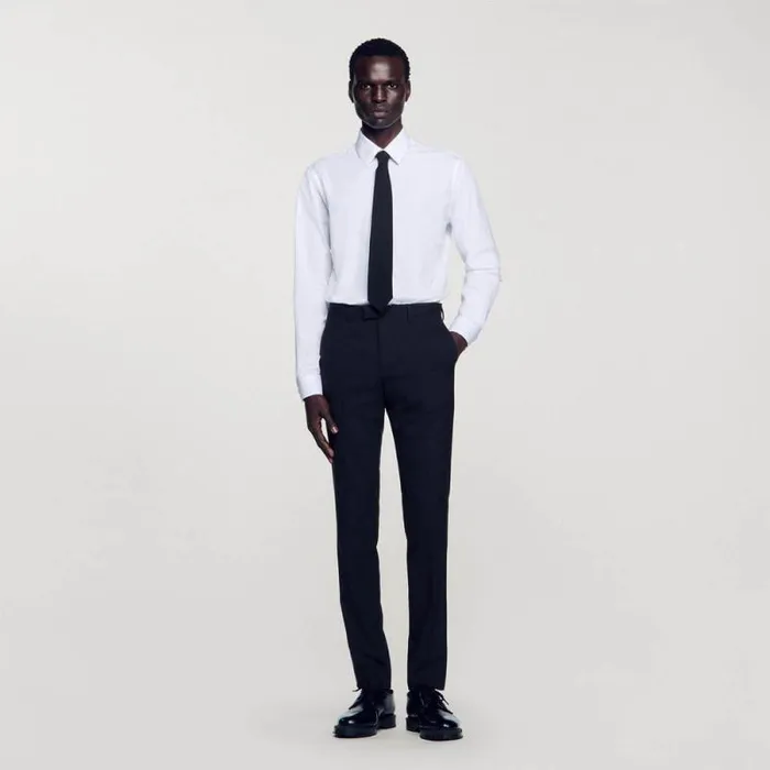 Suits and Blazers Men SANDRO Classic Wool Suit Pants Navy Blue