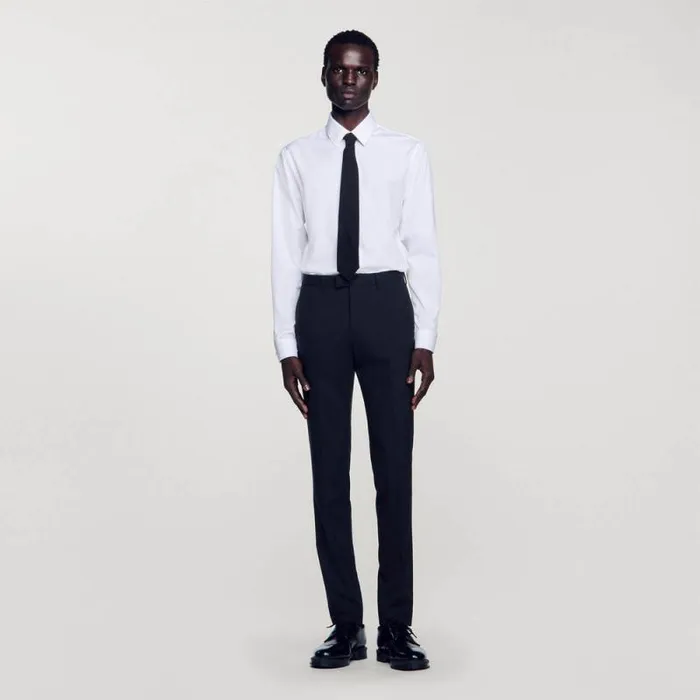 Suits and Blazers Men SANDRO Classic Wool Suit Pants Navy Blue