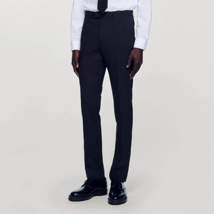 Suits and Blazers Men SANDRO Classic Wool Suit Pants Navy Blue