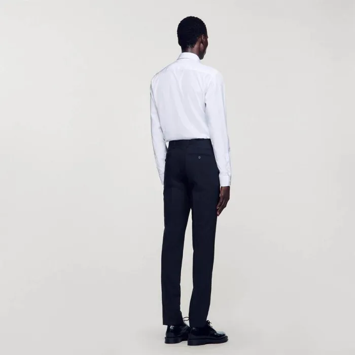 Suits and Blazers Men SANDRO Classic Wool Suit Pants Navy Blue
