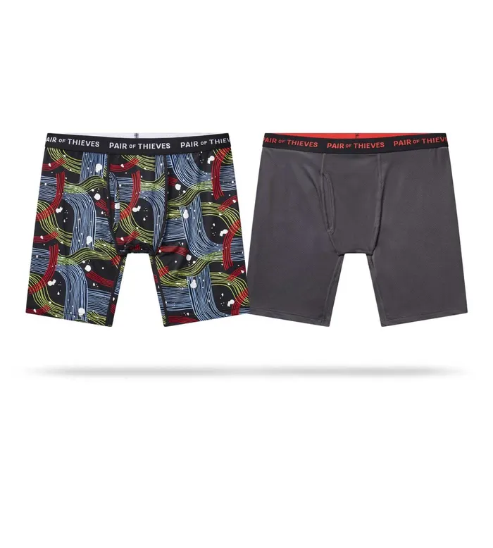 Superfit Long Boxer Briefs Black Charcoal Underwear 2 Pack Men Pair Of Thieves Long Boxer Briefs