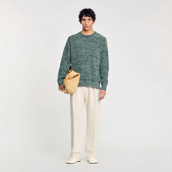 Sweaters and Cardigans Men SANDRO Chenille Jumper Super Green