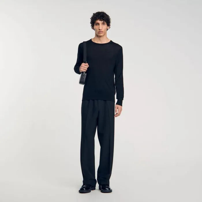 Sweaters and Cardigans Men SANDRO Fine Knit Sweater Black