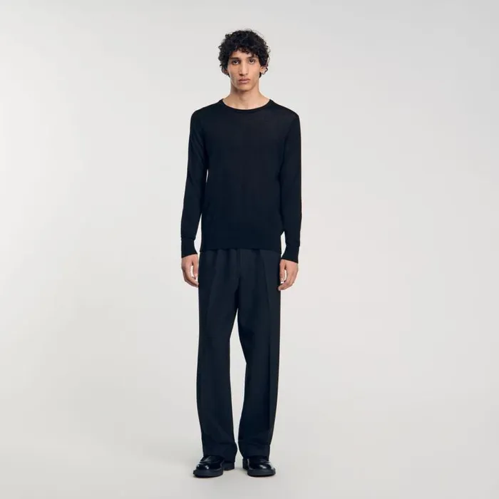 Sweaters and Cardigans Men SANDRO Fine Knit Sweater Black