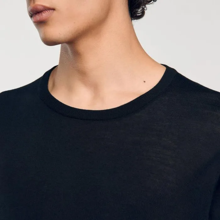 Sweaters and Cardigans Men SANDRO Fine Knit Sweater Black