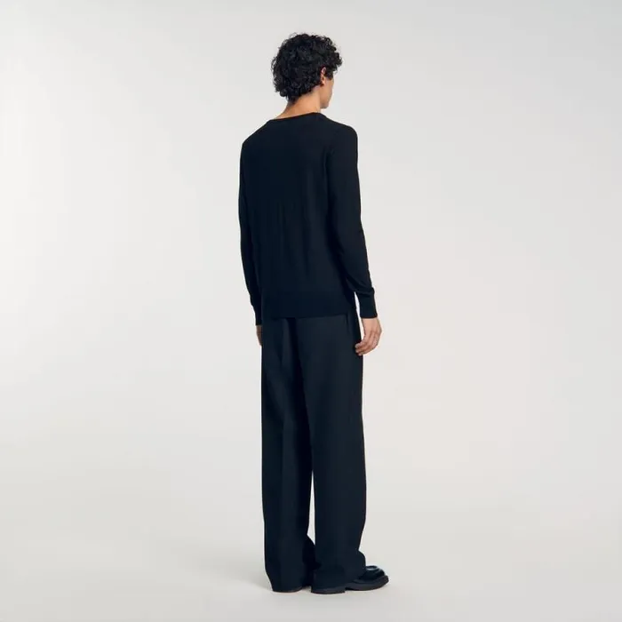 Sweaters and Cardigans Men SANDRO Fine Knit Sweater Black