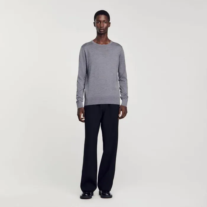 Sweaters and Cardigans Men SANDRO Fine Knit Sweater Mocked Grey