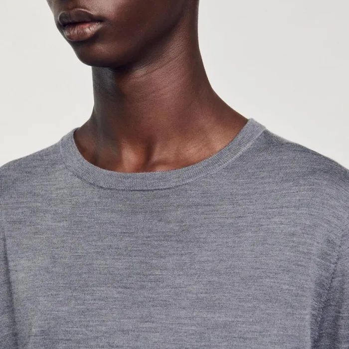 Sweaters and Cardigans Men SANDRO Fine Knit Sweater Mocked Grey