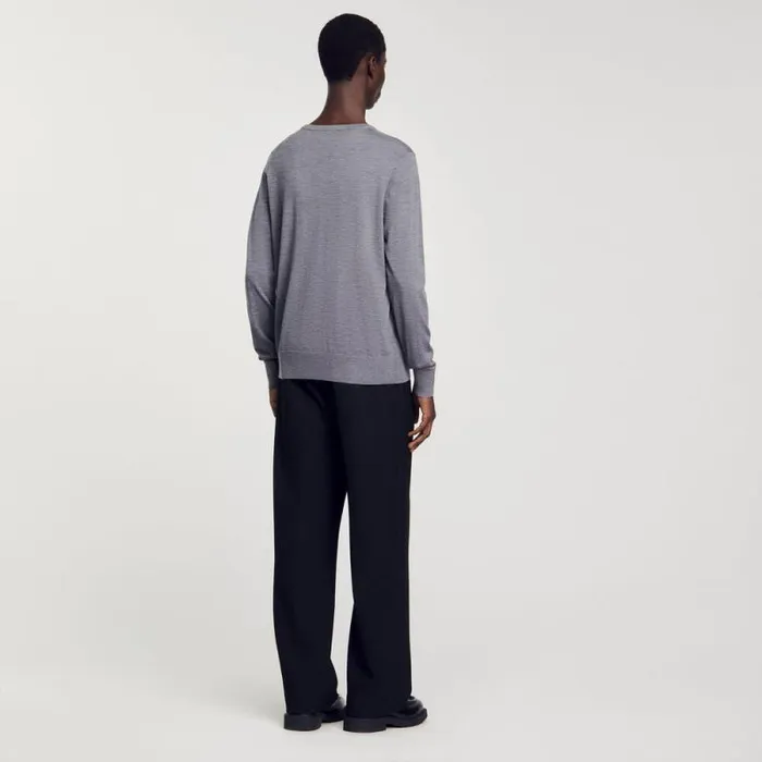 Sweaters and Cardigans Men SANDRO Fine Knit Sweater Mocked Grey