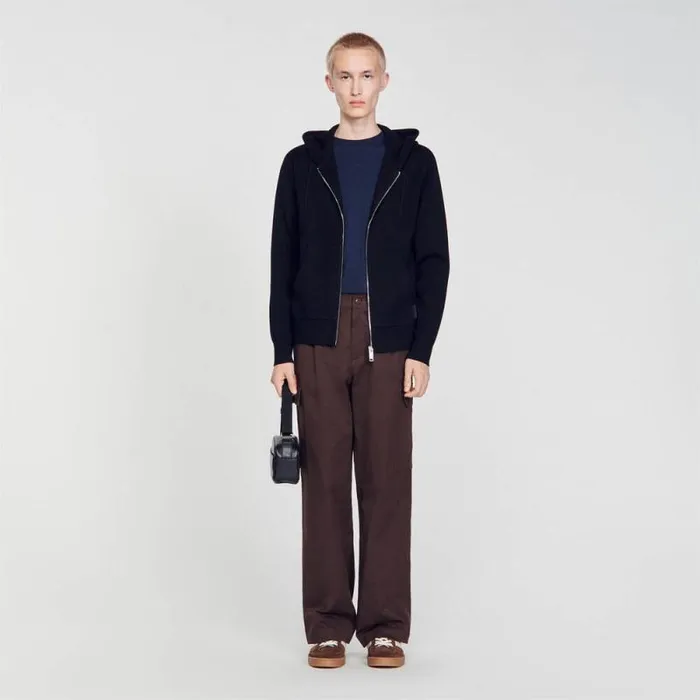 Sweaters and Cardigans Men SANDRO Hoodie Black