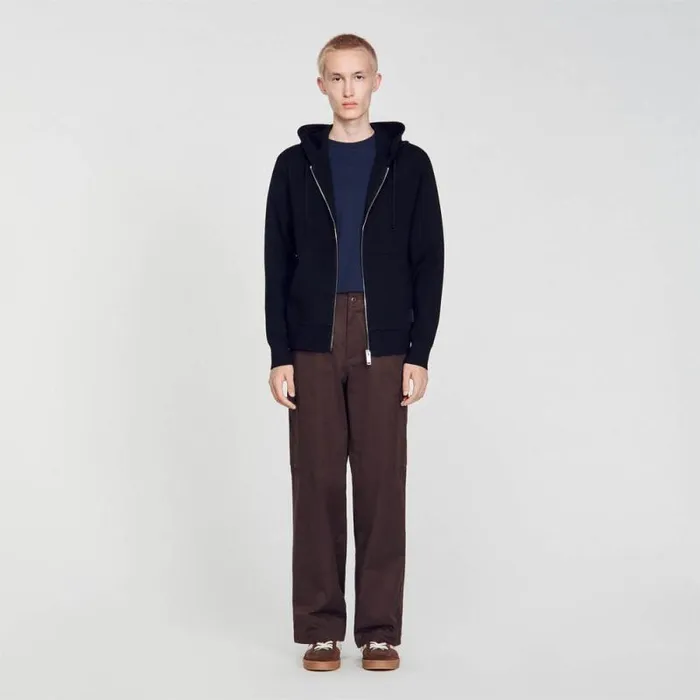 Sweaters and Cardigans Men SANDRO Hoodie Black