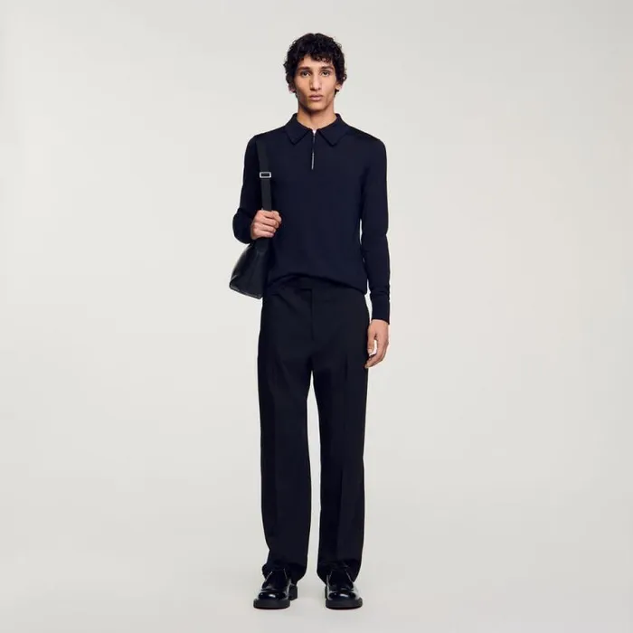 Sweaters and Cardigans Men SANDRO Knitted Polo Sweater Navy Blue