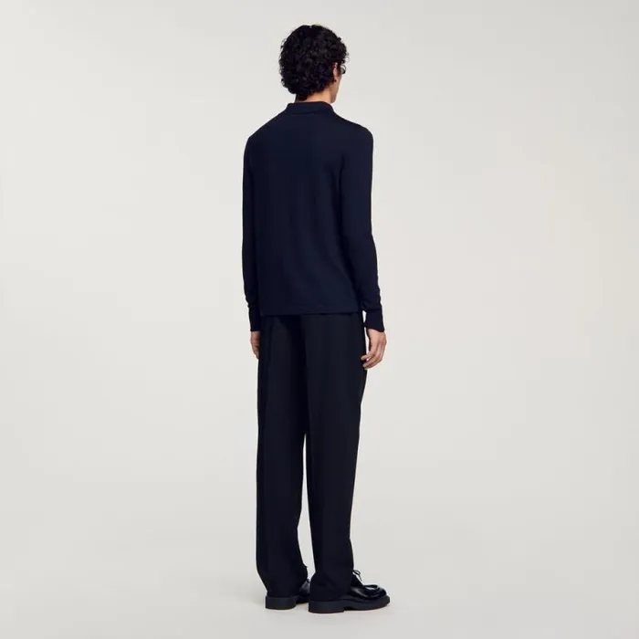 Sweaters and Cardigans Men SANDRO Knitted Polo Sweater Navy Blue