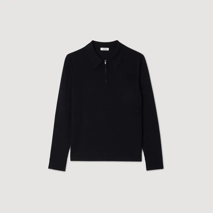 Sweaters and Cardigans Men SANDRO Knitted Polo Sweater Navy Blue
