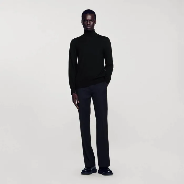 Sweaters and Cardigans Men SANDRO Roll Neck Wool Sweater Black