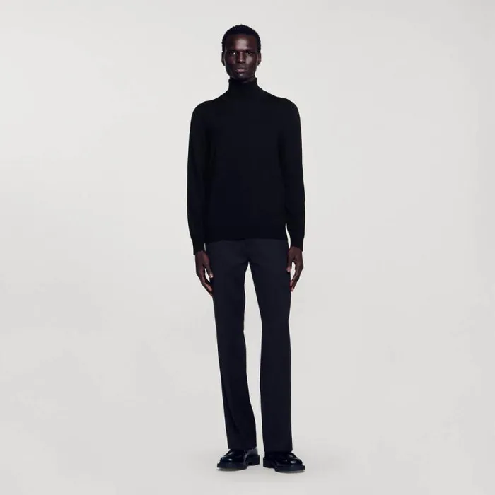 Sweaters and Cardigans Men SANDRO Roll Neck Wool Sweater Black