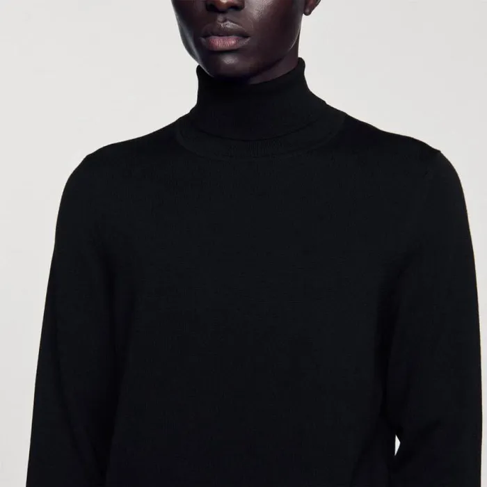 Sweaters and Cardigans Men SANDRO Roll Neck Wool Sweater Black