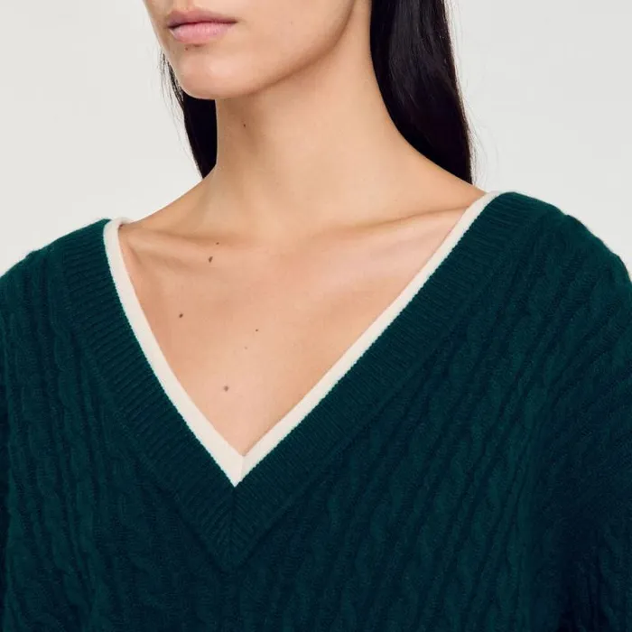 Sweaters and Cardigans Women SANDRO Layered Effect Knit Sweater Green